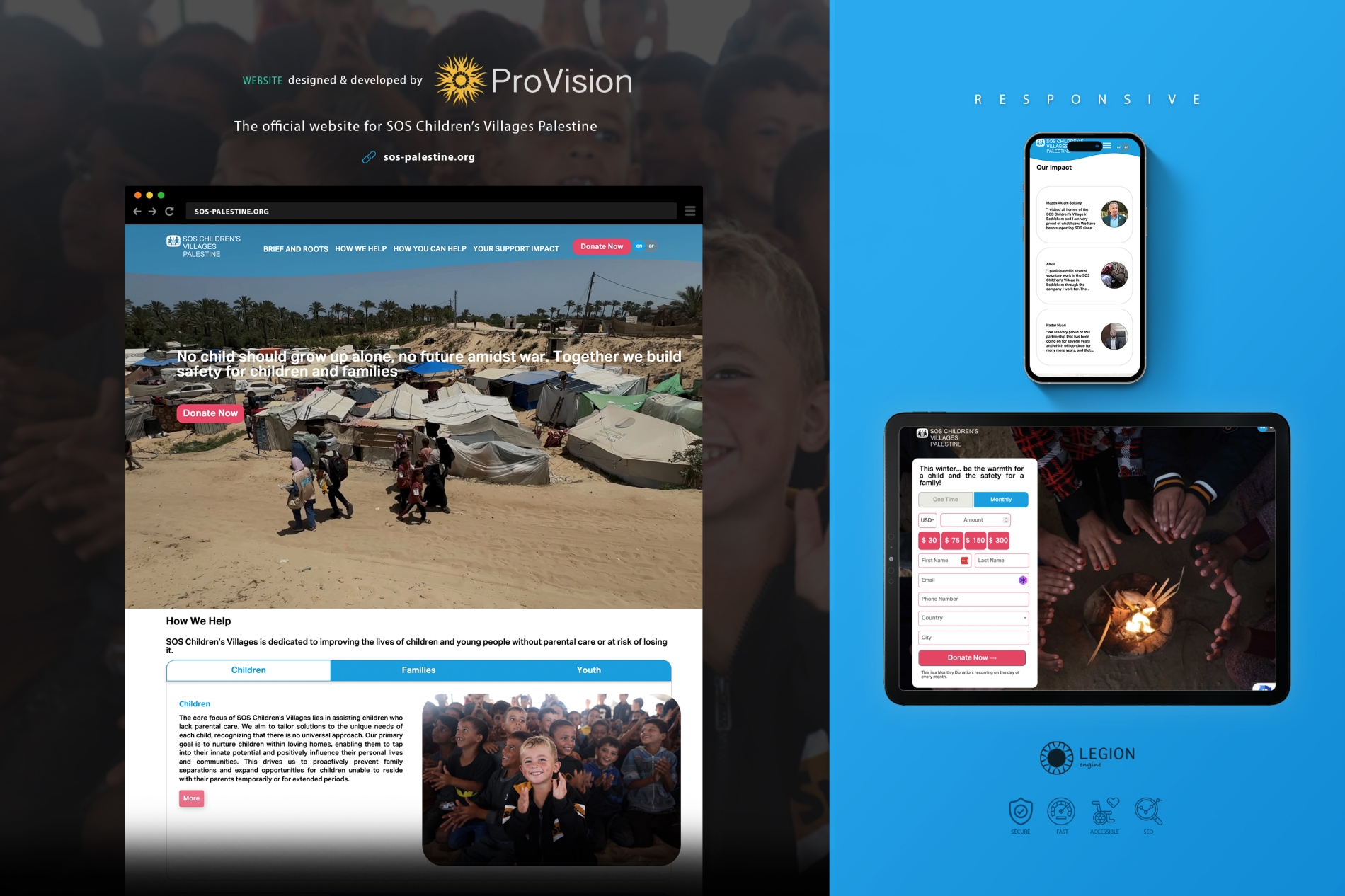 SOS Children's Villages - Palestine website With Online Donation